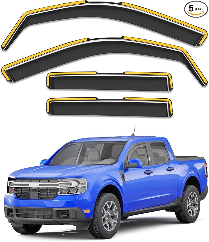 in-Channel Rain Guards Fit for Ford Maverick 2022 2023 2024 2025 2026 Truck, Window Rain Guards Visors Vent Visors Window Deflector Vent Shades Car Accessories -4 pcs