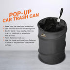 Car Trash Can, 3.3 Gallon Pop-Up Garbage Bin, Waterproof, Loop for Hanging, Velcro Base, Washable, Metal Frame, Portable Collapsible Design for Easy Storage, 12” Inch High x 9” Inch Wide