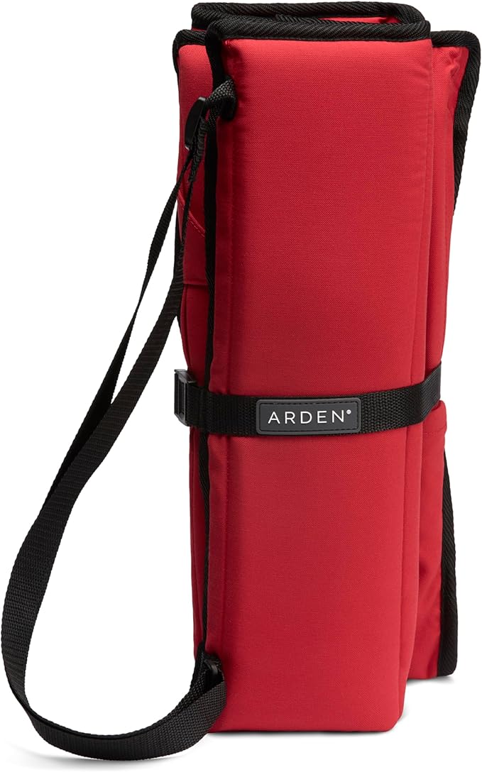 Heated Stadium Seat, Foldable, Lightweight with Carrying Strap, Foam Cushion for Comfort, Adjustable, Back Support, Multi-Functional Use As Stadium Seat or Seat Pad, Red Dyed Solid