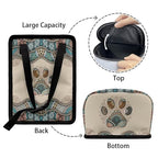 Boho Paws Print Car Trash Can with Lid, Leak Proof Auto Trash Bag Hanging Vehicle Garbage Can Multipurpose Storage Container for Back Seat Road Trip