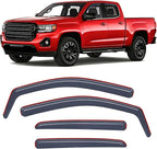 in Channel Window Visors for Chevy Colorado GMC Canyon 2015–2022 Crew Cab, Smoke Rain Guards, Clip-On Installation, Wind Deflectors for Sun Rain Ventilation-4PCS