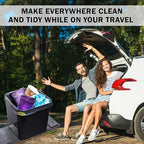 Car Trash Can with Stability Wings – Leakproof Portable Garbage Bin for Fabric & Rubber Mats – Compact Durable Plastic Auto Organizer for Cars, SUVs, Trucks (Black, Large)