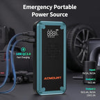 W160 Jump Starter with Air Compressor, 5000A Portable Car Jump Starter 150PSI Tire Inflator/Air Pump, 12V Battery(Up to 9L Gas/8L Diesel Engine) Jump Pack Car Emergency Kit Idea Gift for Man (Blue)