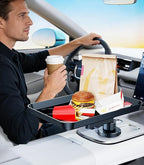 Tesla RV Semi Truck Car Cup Holder Tray Expander, Detachable 360 Rotating Car Food Tray Table for Eating Lunch Snack, Car Road Trip Essentials of Tesla Model 3 Y Accessories 2026 2025 2024