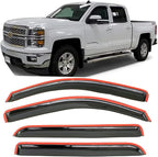 Side Window Visors rain Guards Vent Deflector for 2014-2018 Chevrolet Silverado/GMC Sierra 1500 2500HD 3500HD Crew Cab,Smoke 4pcs