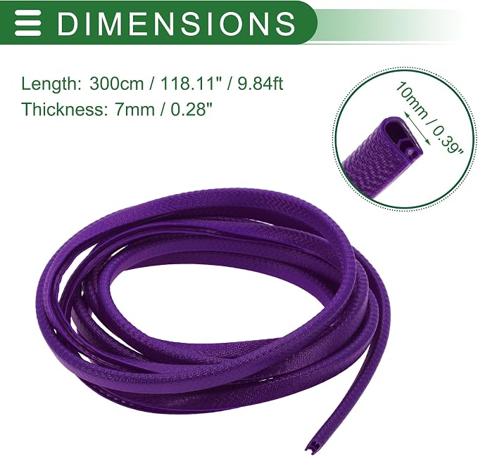 Universal Car Door Edge Protective Sealing Strip U-Type Door Scratch Protection Guard, 9.84ft 300cm, Anti-scratch Collision, PVC Iron, Purple