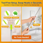 Duster with Extension Pole 100 inch Extendable Reusable Dusters for Cleaning 5-in-1 Anti-Spin Dusting Kits for High Ceiling Fans, Cobwebs & Vents, Reinforced Stainless Steel Telescopic Handle