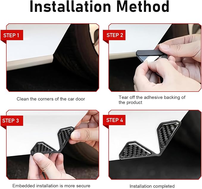2PCS Car Door Corner Protector Edge Guards, 1.77"x1.77" Carbon Fiber Anti-Collision Car Door Edge Protector, Self-Adhesive Anti-scratch Protective Cover, Universal Auto Corner Protect(Black)