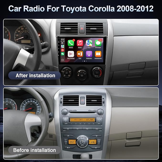 Linux Car Stereo for Toyota Corolla 2008-2012, 9Inch IPS Touchscreen for Corolla Car Radio with Carplay Android Auto Mirror Link FM EQ Backup Camera SWC (for Toyota Corolla 2008-2012)