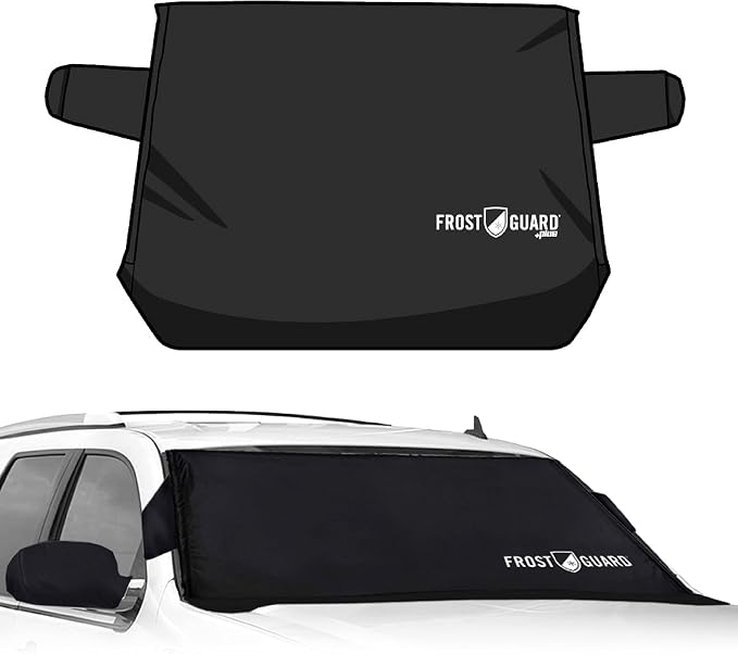 Plus | Winter Windshield Cover for Ice and Snow, XL Size (Black) - Built-in Security Panels, Wiper Blade Coverage + Mirror Covers - Fits XL Size Cars, Trucks and SUVs, 68 x 41 Inches