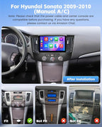 4+64G Android 15 Car Radio for Hyundai Sonata 2009-2010 (Manual A/C), 9" Incell Touchscreen Car Stereo Wireless CarPlay Android Auto, 5GHz WiFi, Bluetooth 5.0, EQ, GPS, 1280 * 720, Backup Camera, SWC