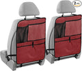 Wine Red Car Seat Organizer for Kids Backseat Kick Mat with Adjustable Strap Backseat Protector for Car SUV Vehicle 2 Pcs
