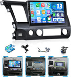 8Core Android Radio for Honda Civic 2006-2011 Wireless Carplay Android Auto, 10.1" IPS Touch Screen for Civic Stereo GPS 5G WiFi FM RDS EQ RDS Mirrorlink SWC, Fit GPS Large Navi Screen
