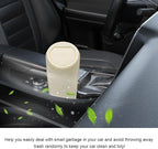 Car Trash Can with Lid, Mini Car Garbage Bin Leakproof Cup Holder Trash Can, Multipurpose Organizer Door Pocket Trash Cup Fits Auto Home Office, Universal Garbage Can (Beige)