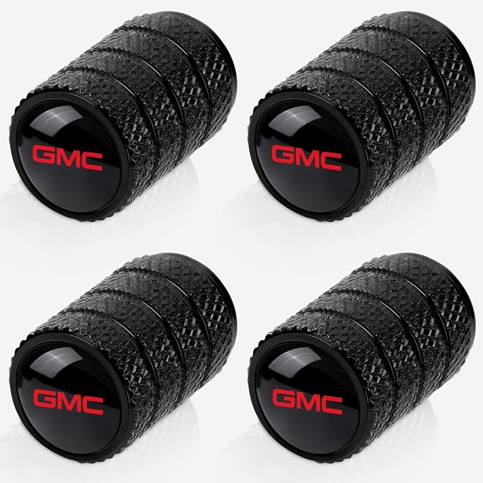 4pcs Tire Valve Stem Caps, Compatible with GMC Series Stem Cap Universal Car Air Cover Car Accessories for Cars, SUV, Truck, Motorcycles （Black）