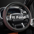 Customized Auto Car Steering Wheel Cover for Ford F-150, F-250, F-350, Expedition(Diamond Quilted - Black+Red)