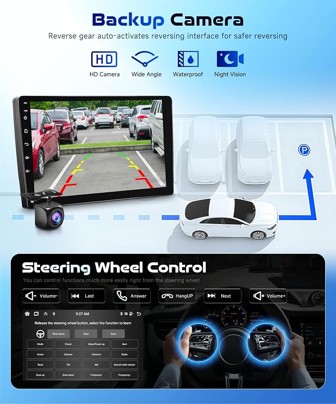 8 Core 6G+128G Android 15 Car Stereo Radio for Ford Escape Kuga Mazda Tribute 2007-2012 Wireless Carplay/Android Auto 9'' HD IPS Sereen with 5.0 Bluetooth WiFi GPS SWC FM/RDS Radio Backup Camera
