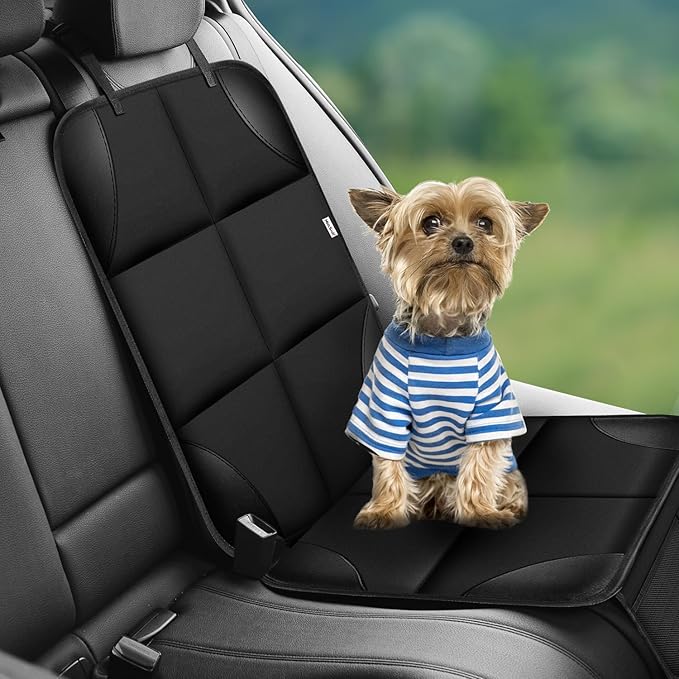 Car Seat Protector for Child Car Seat, Durable 600D Fabric Waterproof Car Seat Cover with Thick Pad Non-Slip Backing，No Imprints (Black 1pc)