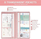 1Pack Car Registration and Insurance Holder,Car Document Holder for Cards License with Magnetic Shut,Vehicle Glove Box Car Organizer for Documents, Cards, License(Embossed leather Pink)