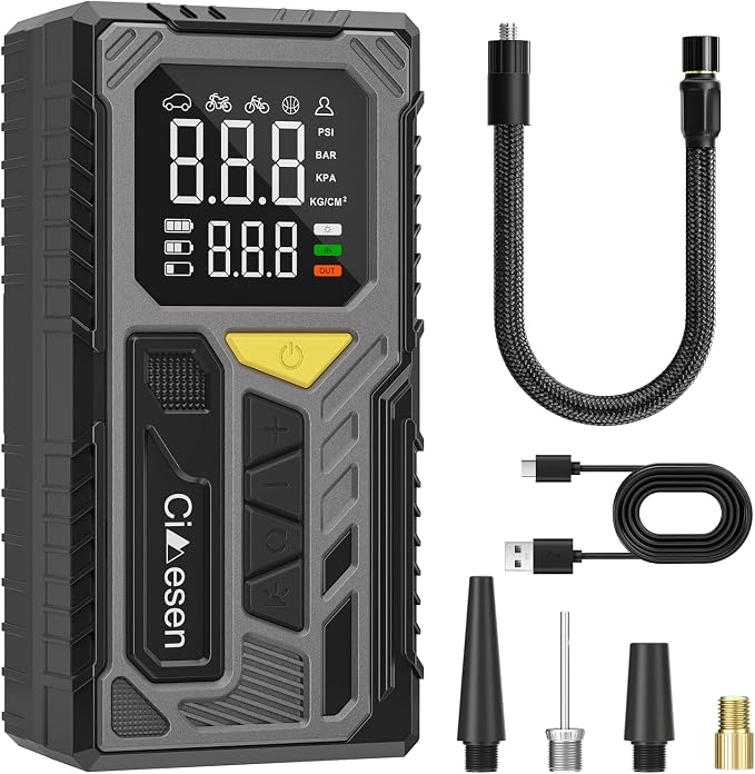 Tire Inflator Portable Air Compressor-150psi Cordless Portable Air Pump for Car Tires Faster Inflation with Tire Pressure Gauge