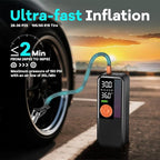 Portable Tire Inflator Air Compressor, 150 PSI Cordless Air Pump, 6000mAh Battery & 12V Car Outlet, Digital Pressure Gauge, Auto Shut-Off, Fast 24L/Min, LED Light, 4 Preset Modes for Car, Bike, Balls