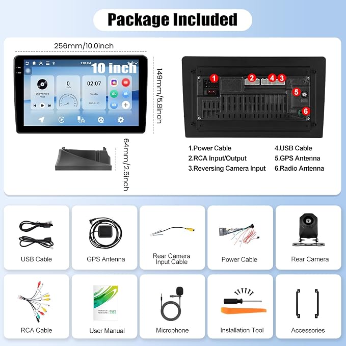 4G+64G Andriod Car Radio for Ford Explorer 2005-2010 with CarPlay Android Auto 10.1 Inch Incell Touch Screen with GPS Navigation WiFi Backup Camera Mic