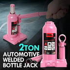 2 tons / 4000 lbs Lifting Automotive Welded Hydraulic Bottle Jackfor Sedans Repair, with Manual Handle & Carrying Storage Case, Pink