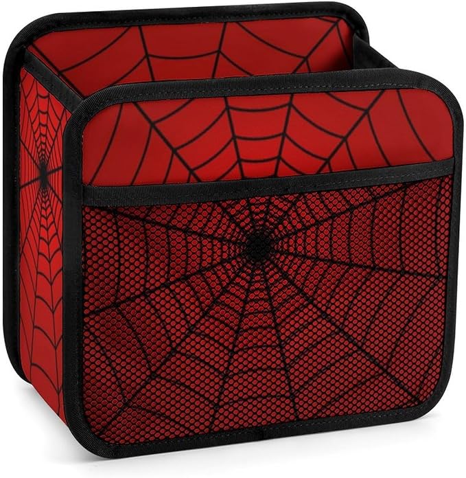Car Backseat Organizer - Cute Aesthetic Car Storage Bin with Mesh Pocket & Reinforced Base - Universal Fit Hanging Seat Back Accessories for Women (Red)