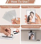 4 Packs Magnetic Car Picture Holder for Visor - Car Photo Holder with Clips for Easy Display - Visor Clip Photo Frame for 3 Inch Photos