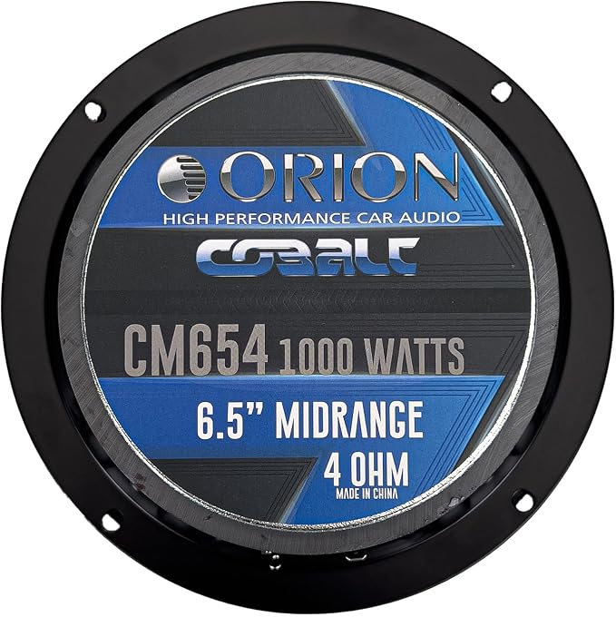 ORION Cobalt CM654 High Efficiency 6.5" Mid-Range Bullet Loudspeakers, 1000W Max Power, 250W RMS, 4 Ohm, 1.5" Voice Coil - Pro Car Audio Stereo, Midrange Speakers (Pair)