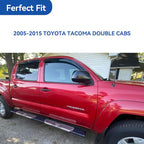 Window Visors Rain Guards for 2005-2015 Toyota Tacoma Double Cab, Out-Channel Window Vent Wind Deflectors Visors Shades for 05-15 Tacoma