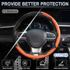 3pcs Carbon Fiber Anti-Skid Steering Wheel Cover, Waterproof & Segmented Butterfly Design, Universal 99% Vehicle Wheel Cover Protector, Car Interior Accessories (Orange-3pcs)