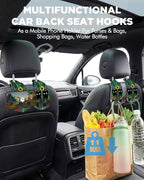 Purse Holder for Car, 2 Pack Heavy Duty Purse Hanger for Car, PU Leather Car Seat Hooks for Purses and Bags, Cute Cat Headrest Organizer for Handbags & Backpacks