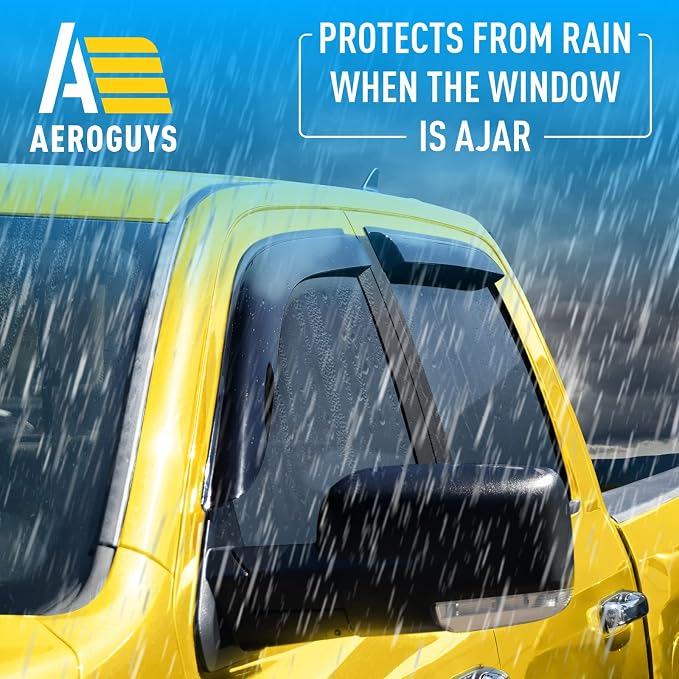 Extra Durable Window Deflectors Tape-On Window Visors Rain Guards Fit for Dodge Ram 1500 2009-2018 Crew Cab, Sun Visors, Wind Vent for Shades, Exterior Car Accessories - 4pcs. AG0028
