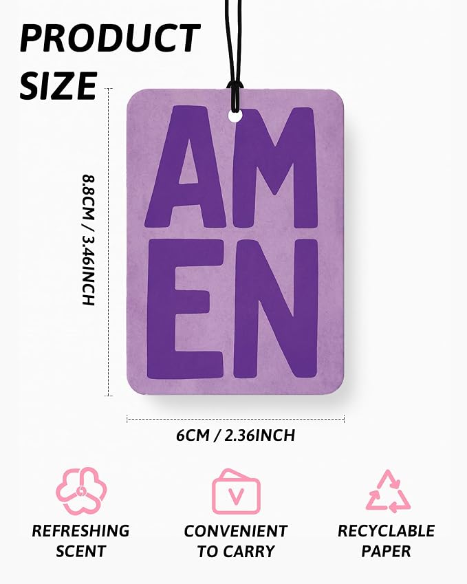 Purple Boho Christian Car Air Freshener 4 Pcs for Women Girls | Religious Car Accessories Mirror Decor, Purple Christian Hanging Air Freshener for Cars Closet Drawer Books