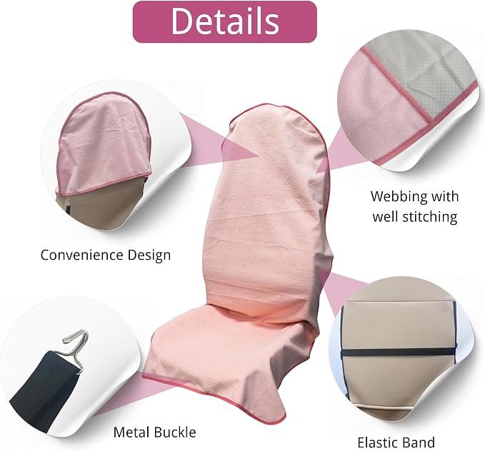 Waterproof Car Seat Cover for Front Seats, Protector for Cars SUVs Trucks, Sweat Towel Seat Covers Bucket for Gym,Workout,Beach,Hiking,Running Swimming(Pink, 1PC)