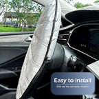 1 PC Steering Wheel Sunshade Cover, 16.93" Slip-on Steering Wheel Heat Shield Protector, Foldable Portable Anti-Scalding Cooling Driving Handle Sun Cover, Universal for Most Cars (Silver)