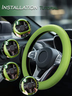 Car Steering Wheel Cover, Non-Slip Silicone Material, Multiple Color Choices, Universal Auto Parts Steering Wheel Cover, Suitable for Most Cars (Green)