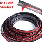 5M/16.5Ft Universal Self Adhesive Auto Rubber Weather Draft Seal Strip, Car Windshield Edge Moulding Sealing Strip Soundproof T-Type Rubber Edge Protector Trim, Black, 6 * 10mm