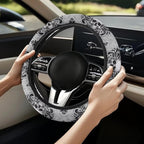 Steering Wheel Protection for Automotive Steering Wheel Covers | Skull Floral Grey, 14-15 In, Sweat Absorption Comfort Grip for Driver Women Men