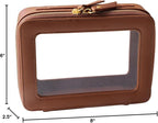 Toiletry bag waterproof cosmetic organizer with handle large opening for travelling car organizer (Brown)