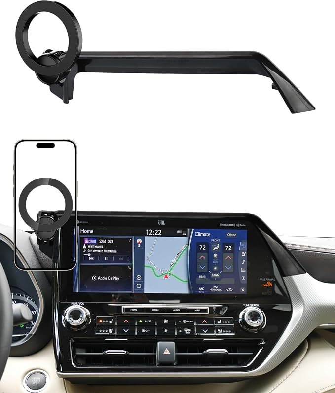 PZK Car Phone Holder for 2020-2026 Toyota Highlander 12.3-inch Screen Only | Magnetic Car Phone Mount with Magsafe for Highlander Lmited/Platinum Accessories 360° Rotation Hands-Free(Not Fit 8-Inch)