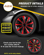 Hubcaps,16 inch hubcaps Set of 4, Wheel Rim Cover ABS Material, Snap On Car Truck SUV Replacement, for Toyota Camry Nissan Mazda etc, Black & Red