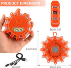 Meliya USB Rechargeable LED Road Flares Emergency Lights with Magnetic Base, 9 Strobe Options Roadside Emergency Warning Car Safety Beacon Flashing Disc Flare Kit for Vehicles & Boat