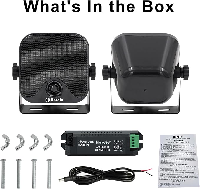 4 Inches Heavy Duty Waterproof Boat Marine Bluetooth Speakers Surface Mounted for Camper Skid Steer ATV UTV RZR Golf Cart Tractor