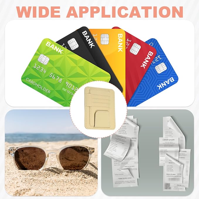 Car Sun Visor Organizer 6.02" x 4.76" Leather Multi-Pocket Visor Card Sleeve Pocket Car Truck SUV Interior Storage Pouch for Driving License Credit Cards Bills Sunglasses, Beige