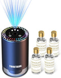 Smart Car Air Freshener with Star Light & 200ml Diffusers Oil Refills, Auto On/Off Aroma Diffuser, 3 Adjustable Mist Modes Rechargeable Aromatizante para Carro - Car Diffuser（Mahogany Teakwood*4）