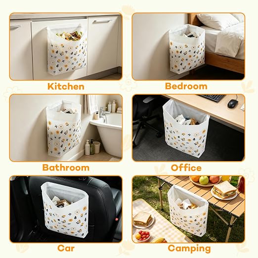 120 Pcs Disposable Car Trash Bags, Seal Disposable Car Garbage Bin Bags, Stick On Car Trash Bin for SUV Truck, RV Travel, Camping, Bedroom, Study Room, Office