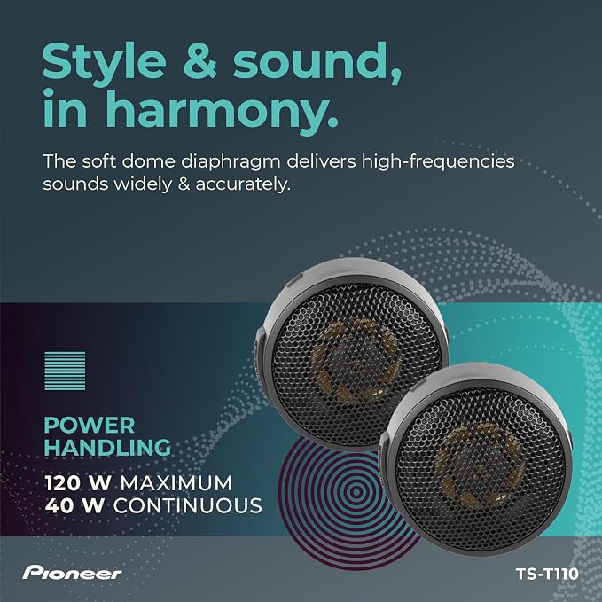 TS-T110 7/8” Tweeters (Pair) – 120W Max, Crisp High-Frequency Detail, Easy Add-On for Clarity