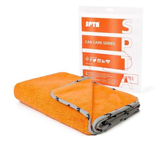 Drying Towel, Microfiber Car Drying Towel, 1 Pack Highly Absorbent, Scratch Free Large Car Wash Drying Towel for Car Washing, Drying & Auto Detailing, 23.8 x 30.9 inch, Orange-MT032